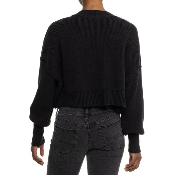 NEW FREE PEOPLE Easy Street Cropped Sweater in black 1225 3t0 - Picture 8 of 15